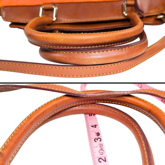 SOLD Dooney & Bourke Orange Signature Gretta Canvas Jacquard Leather Satchel - Picture 7 of 10